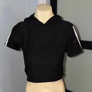 Fashion Nova Hoodie Cropped Tee with White Stripes